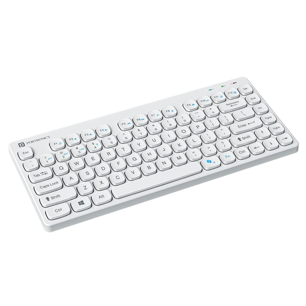 Portronics Bubble Multimedia Wireless Keyboard 2.4 GHz & Bluetooth 5.0 Connectivity, Noiseless Experience, Compact Size for iOS iPad Air, Pro, Mini, Android, Windows Tablets PC Smartphone(White) - Photo 1
