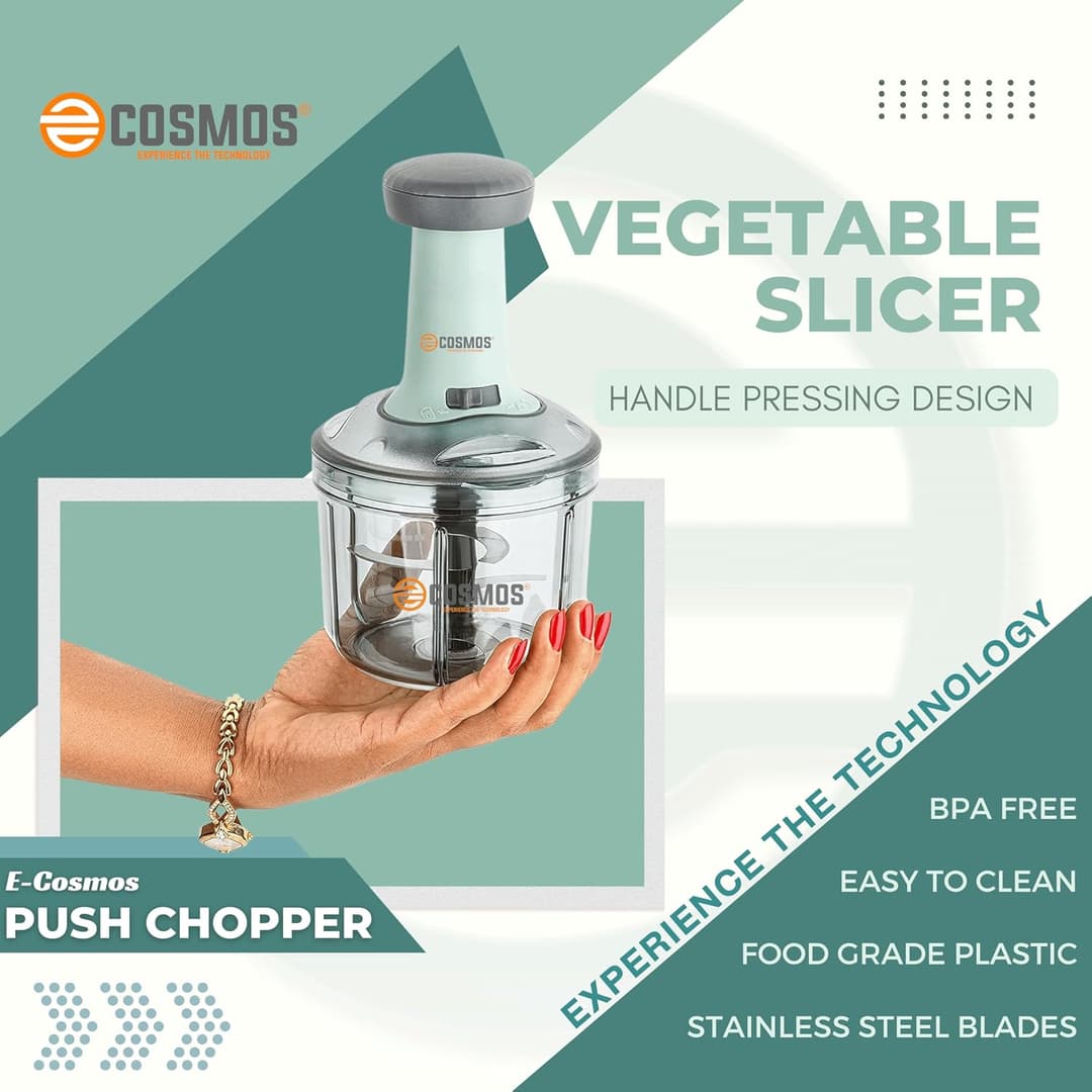 COSMOS Easy Hand Press Manual Vegetable & Fruit Chopper (650ml)