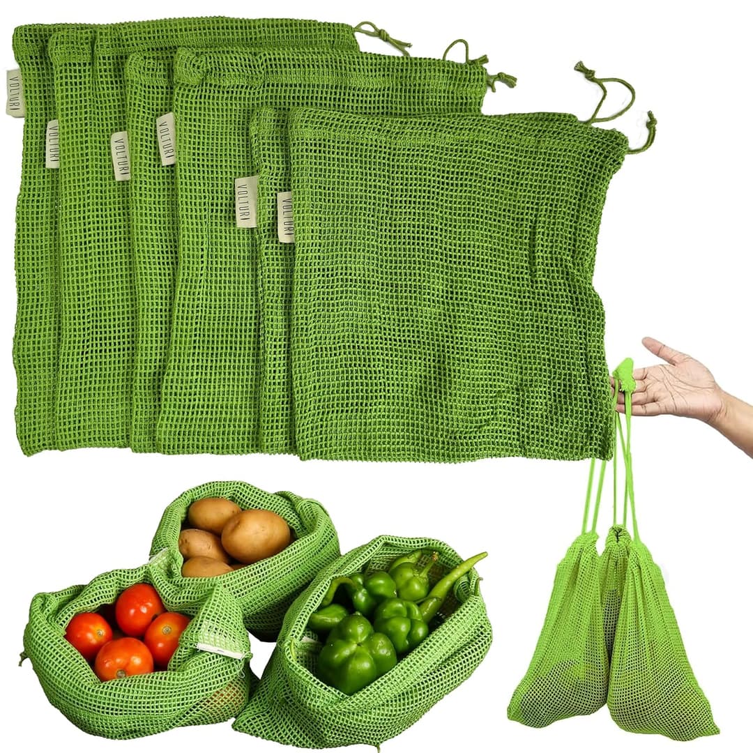 VOLTURI Reusable Silicone Food & Vegetable Storage Bags for Fridge (Set of 6)
